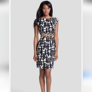 Chic Blue and White Geometric Dress